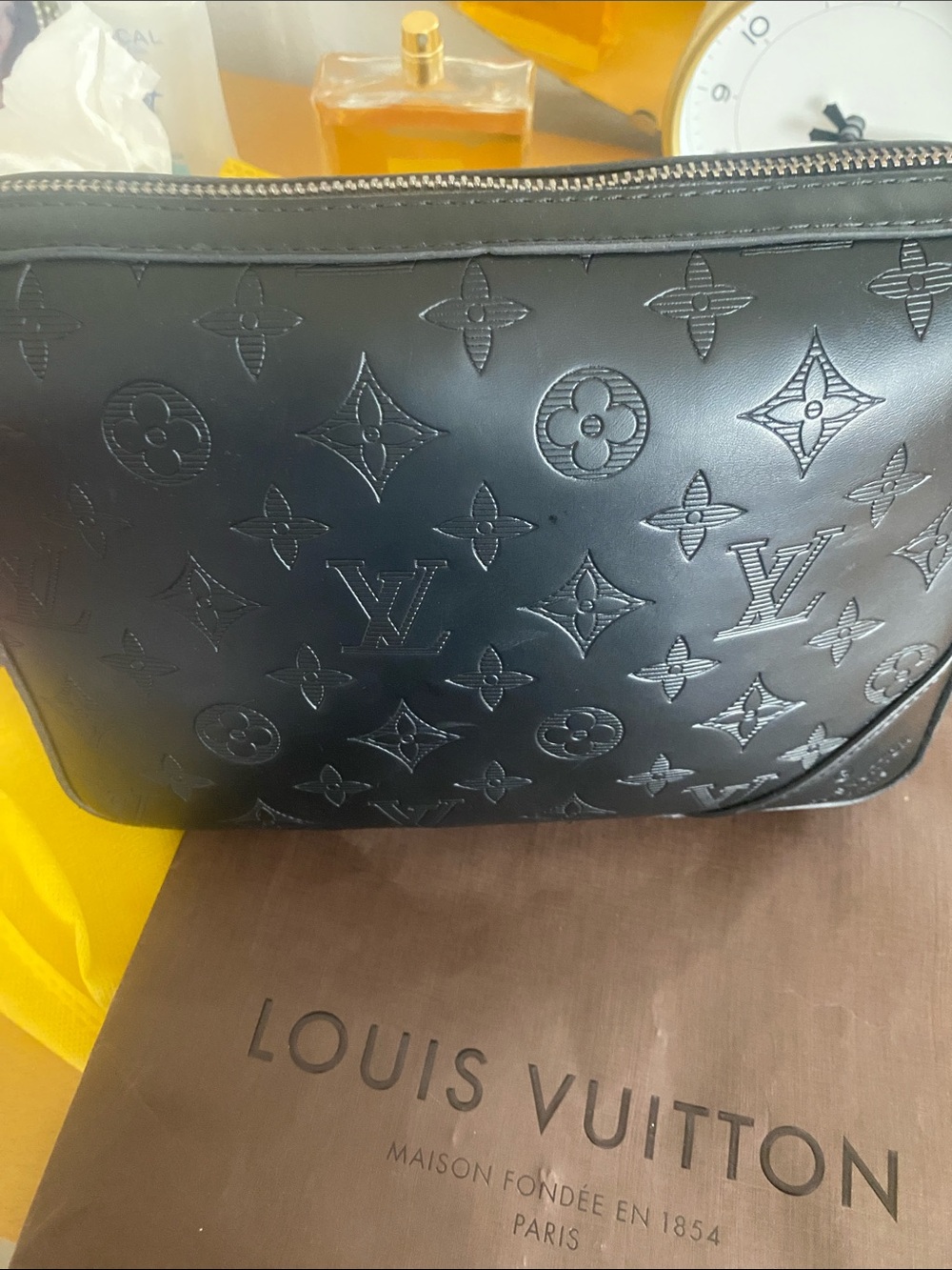 Louis Vuitton Black Monogram Embossed Toiletry Pouch